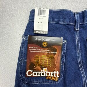 Carhartt Boys Dungaree Jeans Size 16 Slim Blue Denim Carpenter Pants Y25 DST NEW